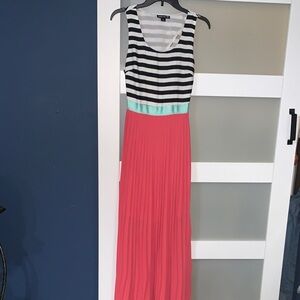 Double Zero Coral and Black Striped Maxi Dress